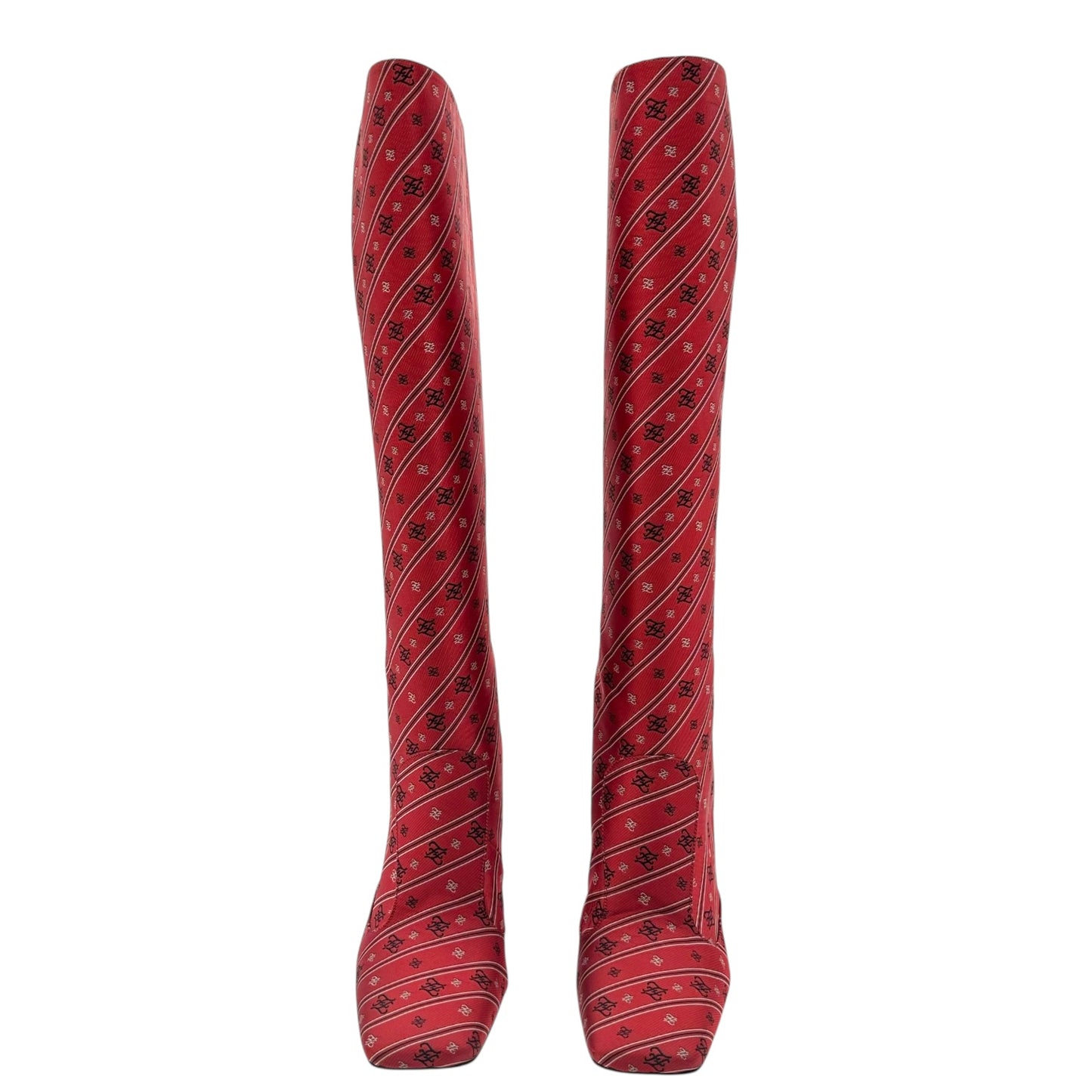 Fendi Red Jacquard Heeled Boots