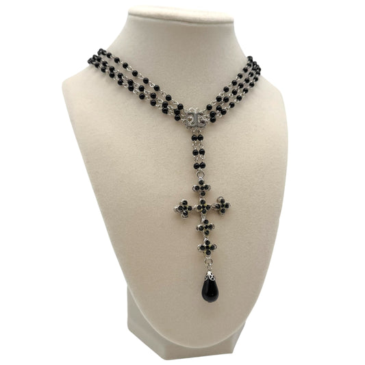 Dolce & Gabbana Black Multi-Strand Rosary Necklace