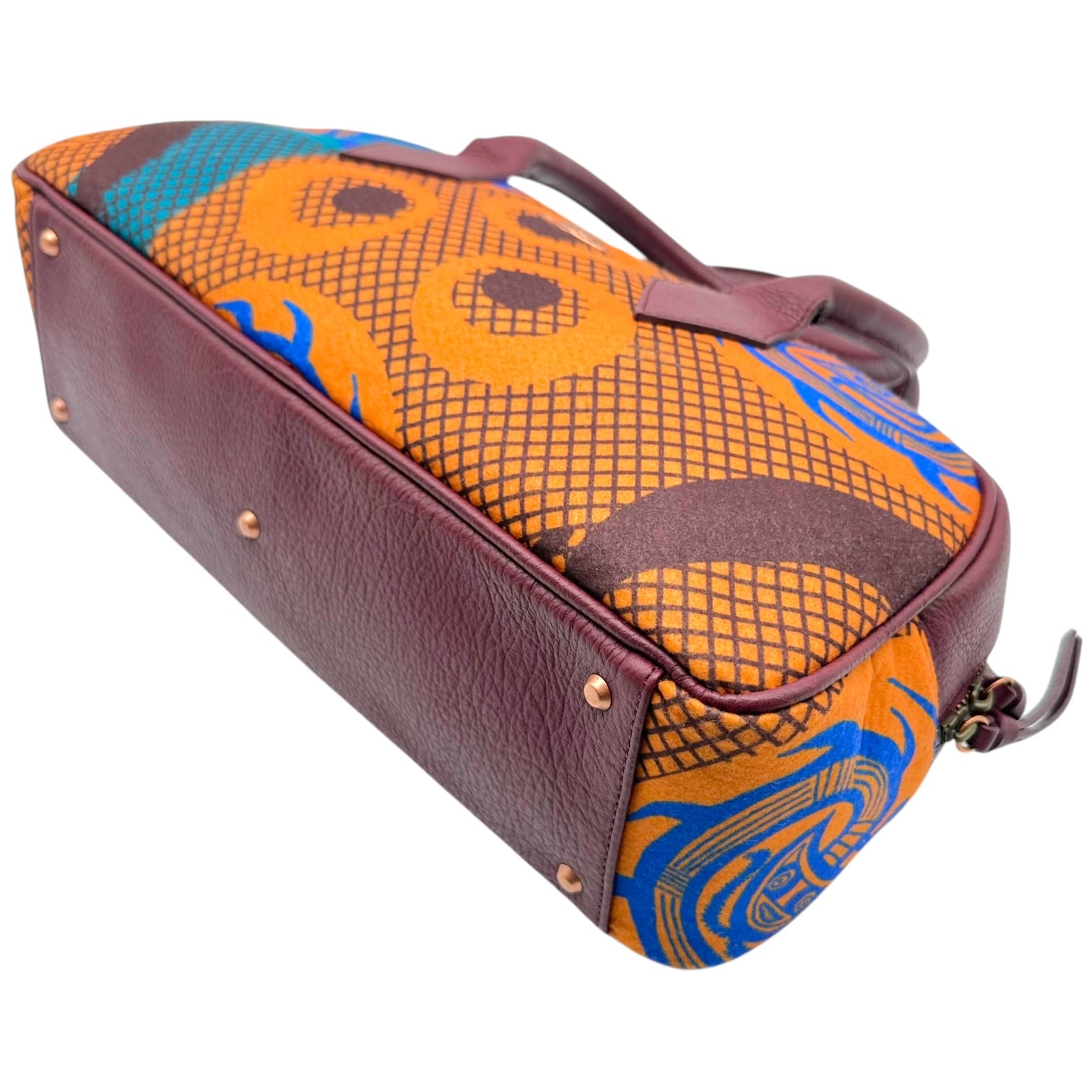 Vivienne Westwood Bowler Bag Burgundy Orange Wool Leather