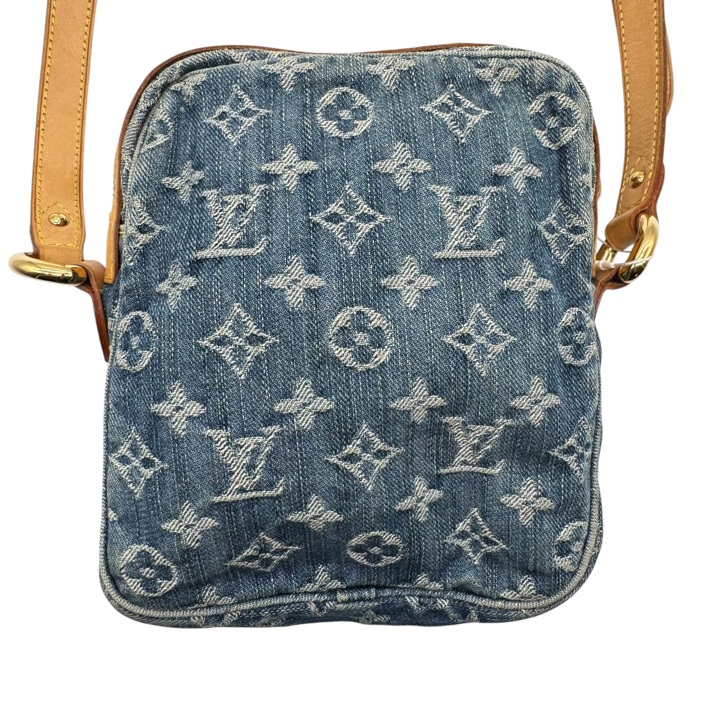 Louis Vuitton Blue Denim Monogram Crossbody Camera Bag - Outfit Repeater