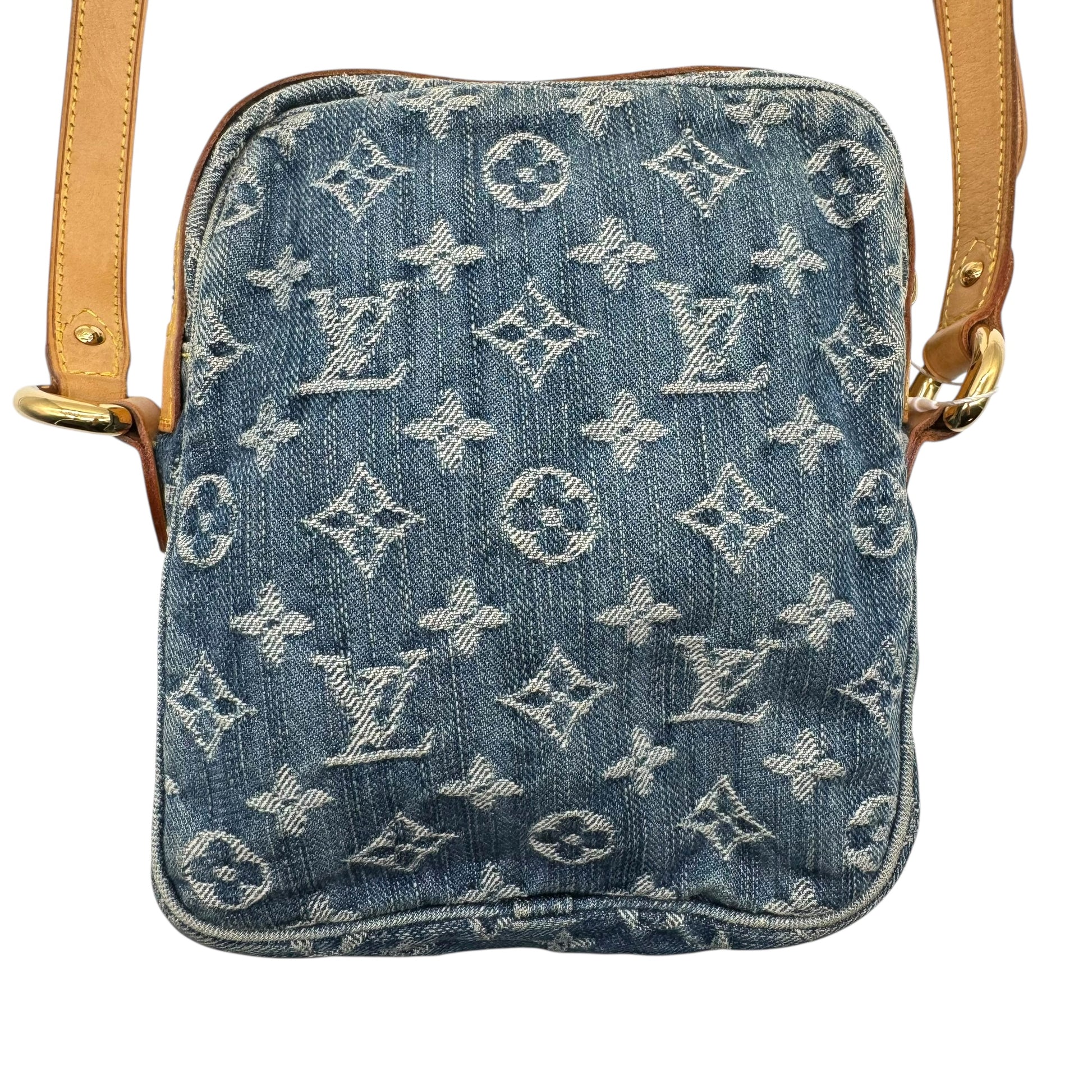 Louis Vuitton Blue Denim Monogram Crossbody Camera Bag - Outfit Repeater