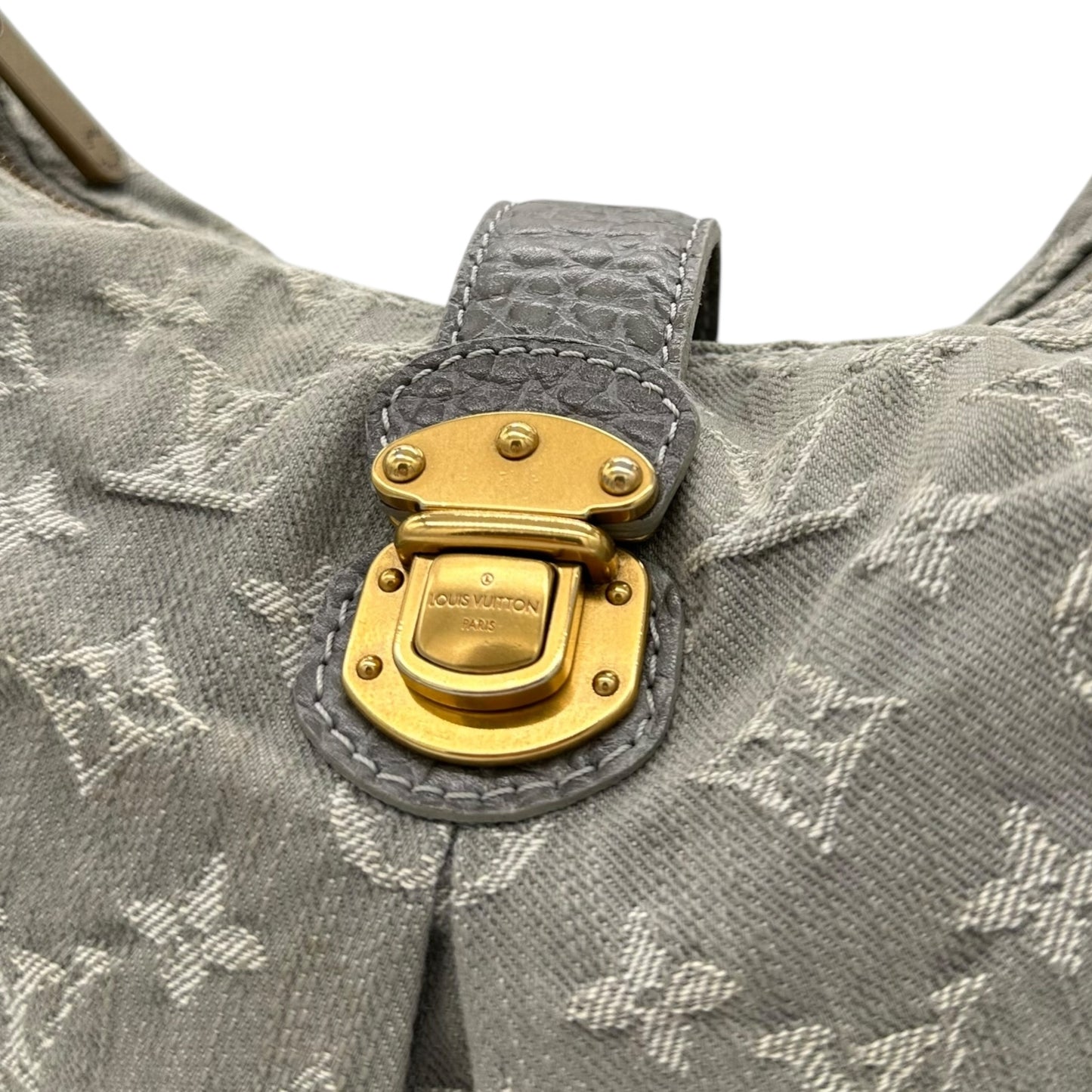 Louis Vuitton Gray Denim Monogram Mahina Hobo Bag - Outfit Repeater