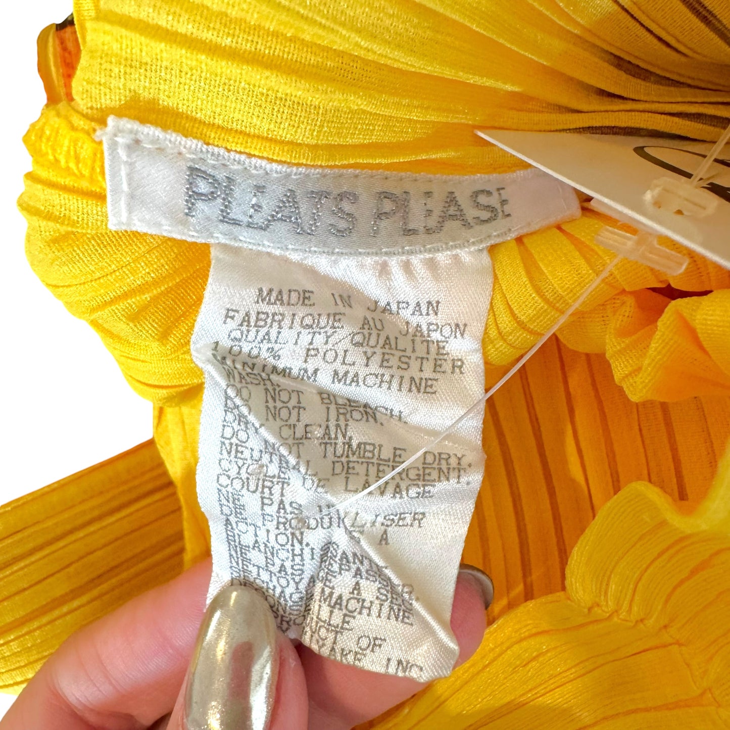 Issey Miyake Pleats Please Yellow Multi Yin-Yang & Bamboo Leaf Printed Dress Sz 3
