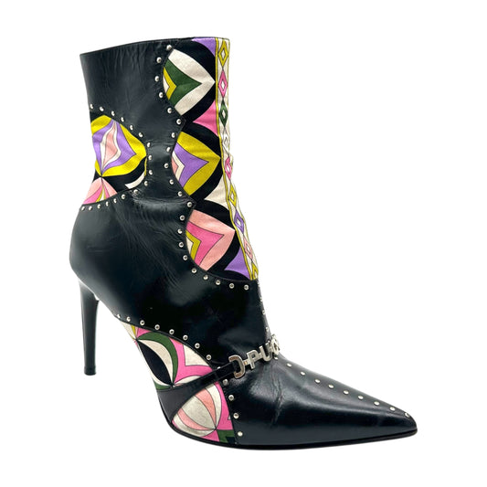 Emilio Pucci Multicolor Printed Logo Heeled Boots
