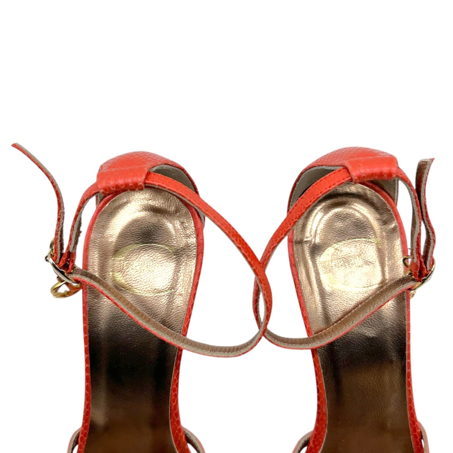 Just Cavalli Roberto Cavalli Coral Faux Snakeskin Wedge Sandal Heels - Outfit Repeater