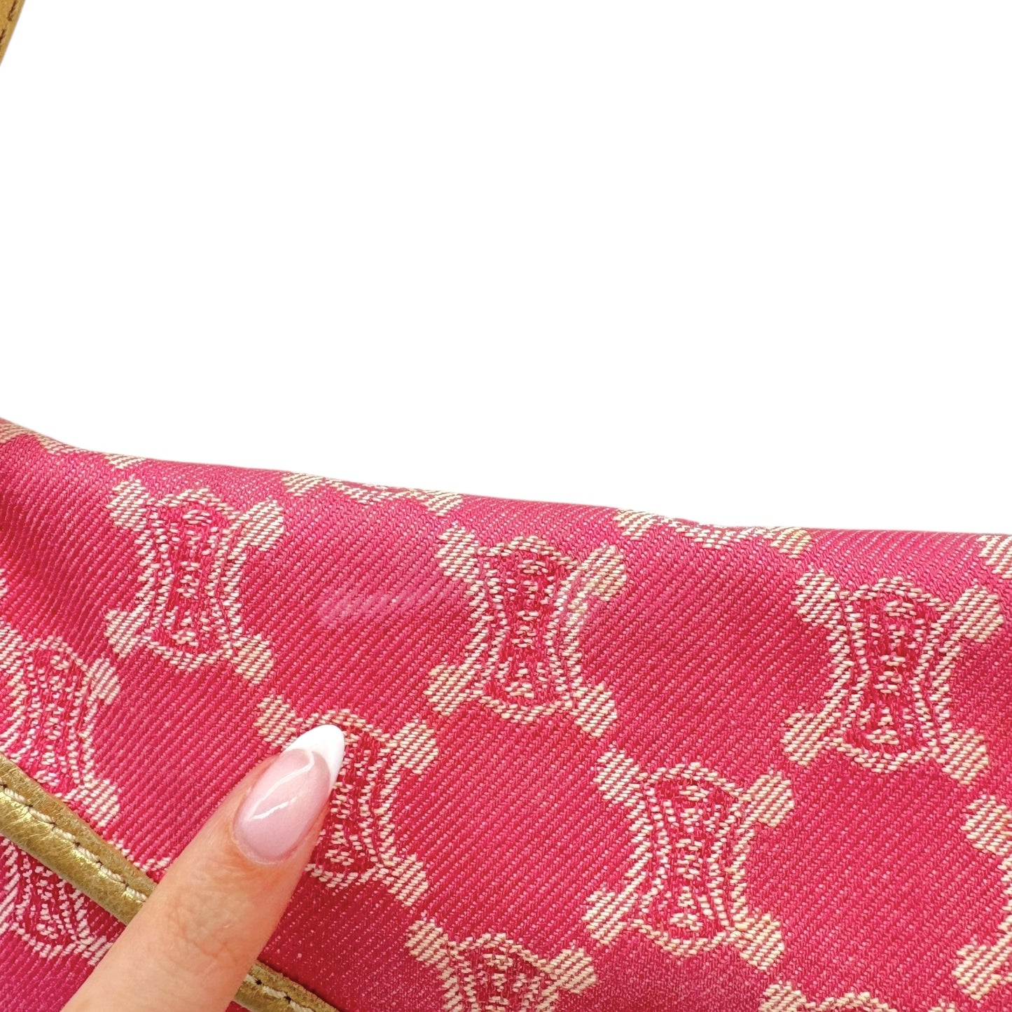 Celine Pink Denim Triomphe Monogram Poulbot Bag - Outfit Repeater