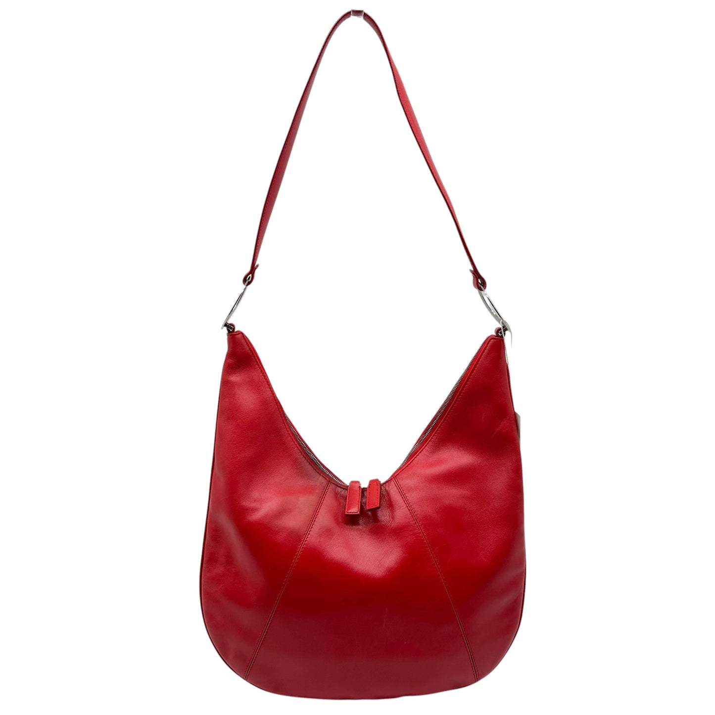 Gianna Versace Red Leather Lace-Up Hobo Bag