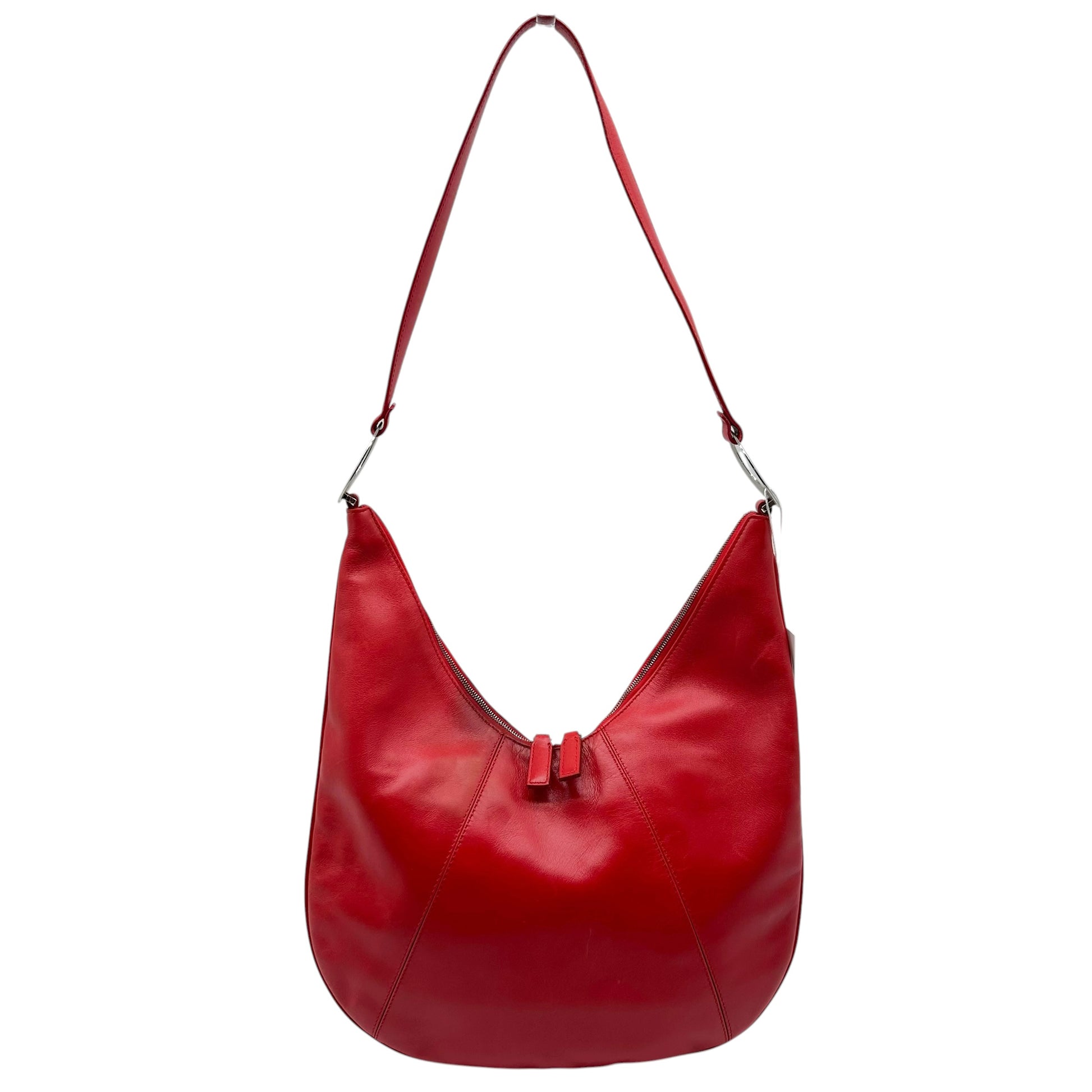 Gianna Versace Red Leather Lace-Up Hobo Bag