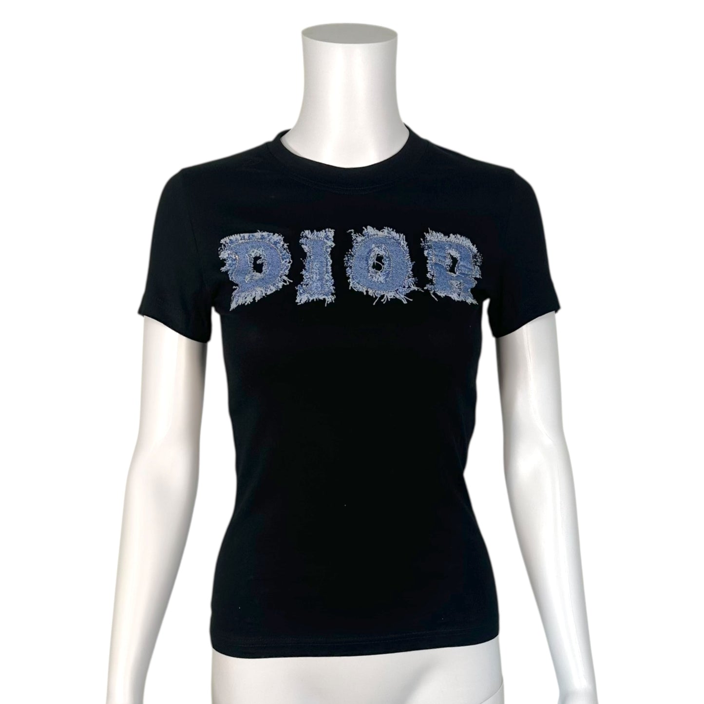 Christian Dior S/S 2002 Black Denim Logo T-Shirt NEW