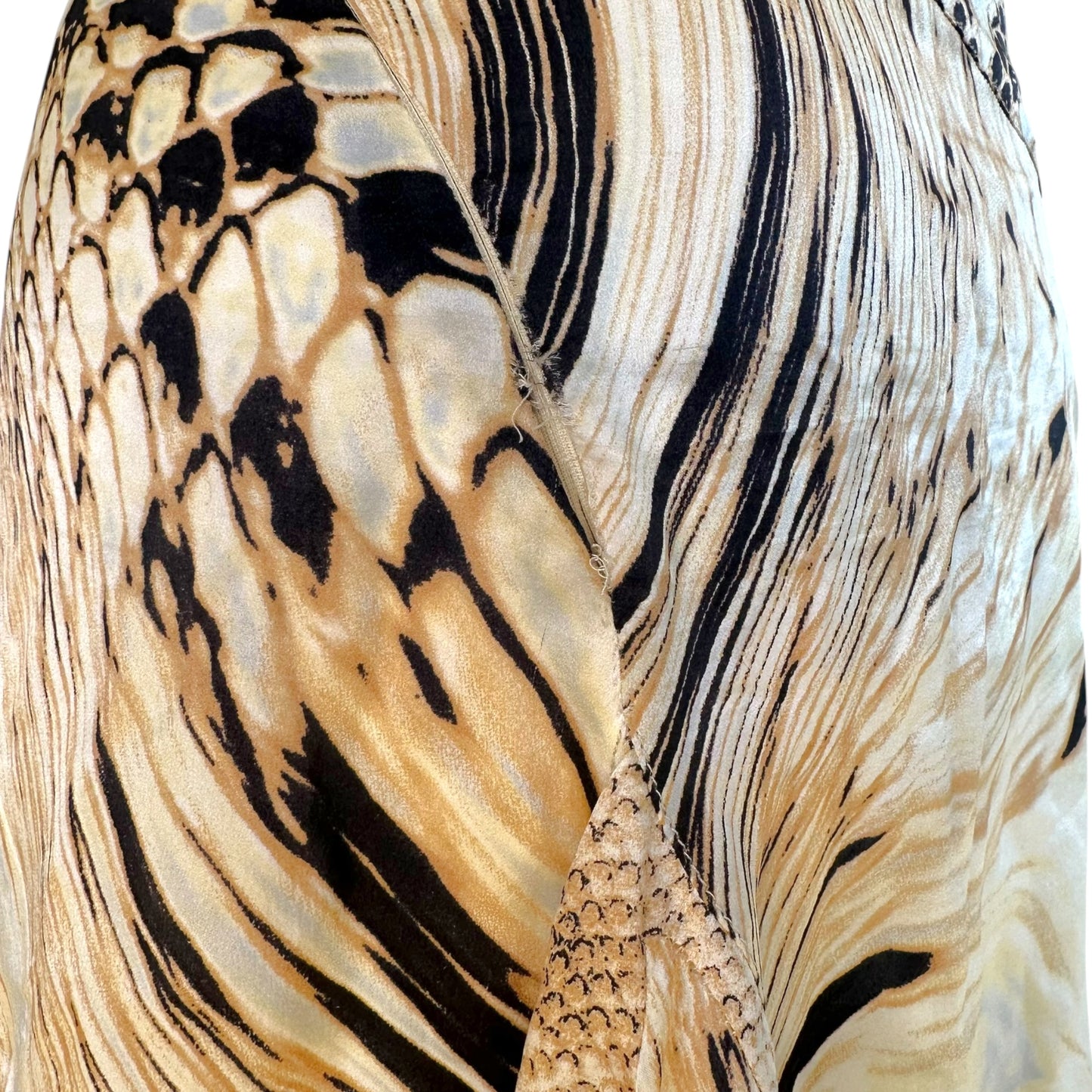 Roberto Cavalli Snakeskin Print Asymmetrical Silk Mini Skirt