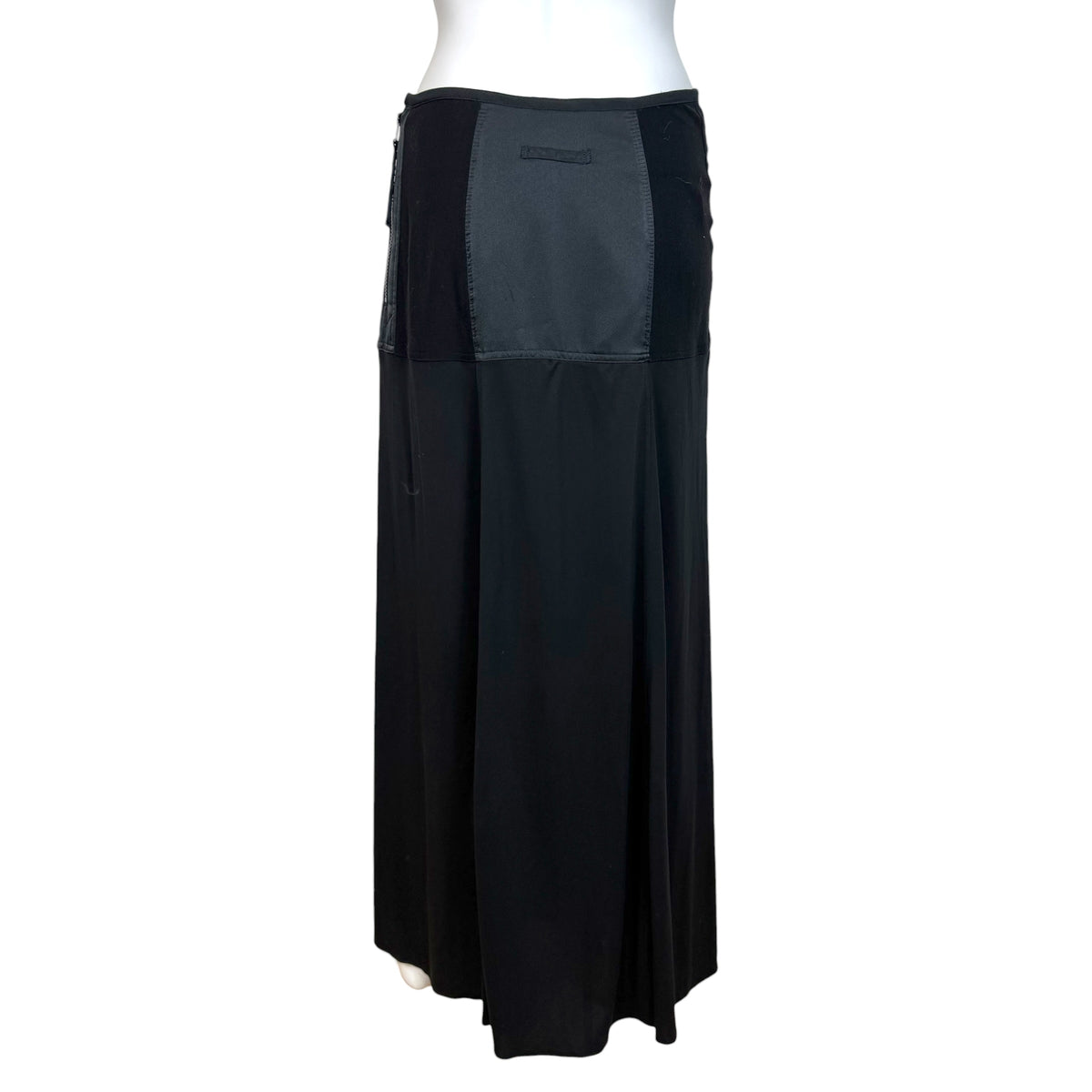 Jean Paul Gaultier Black Sheer Silk Paneled Lace-Up Side Maxi SKirt