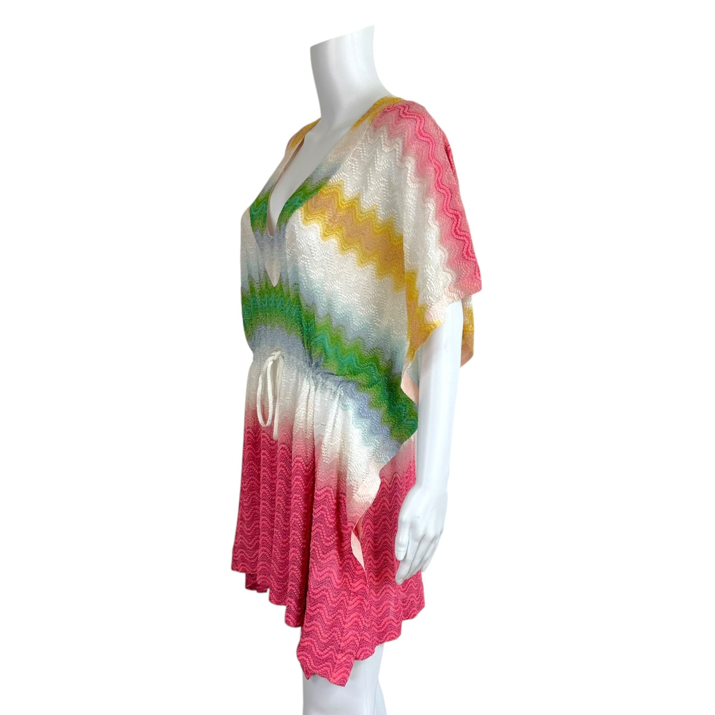 Missoni Mare Semi-Sheer Metallic Chevron Knit Dolman Sleeve Mini Dress