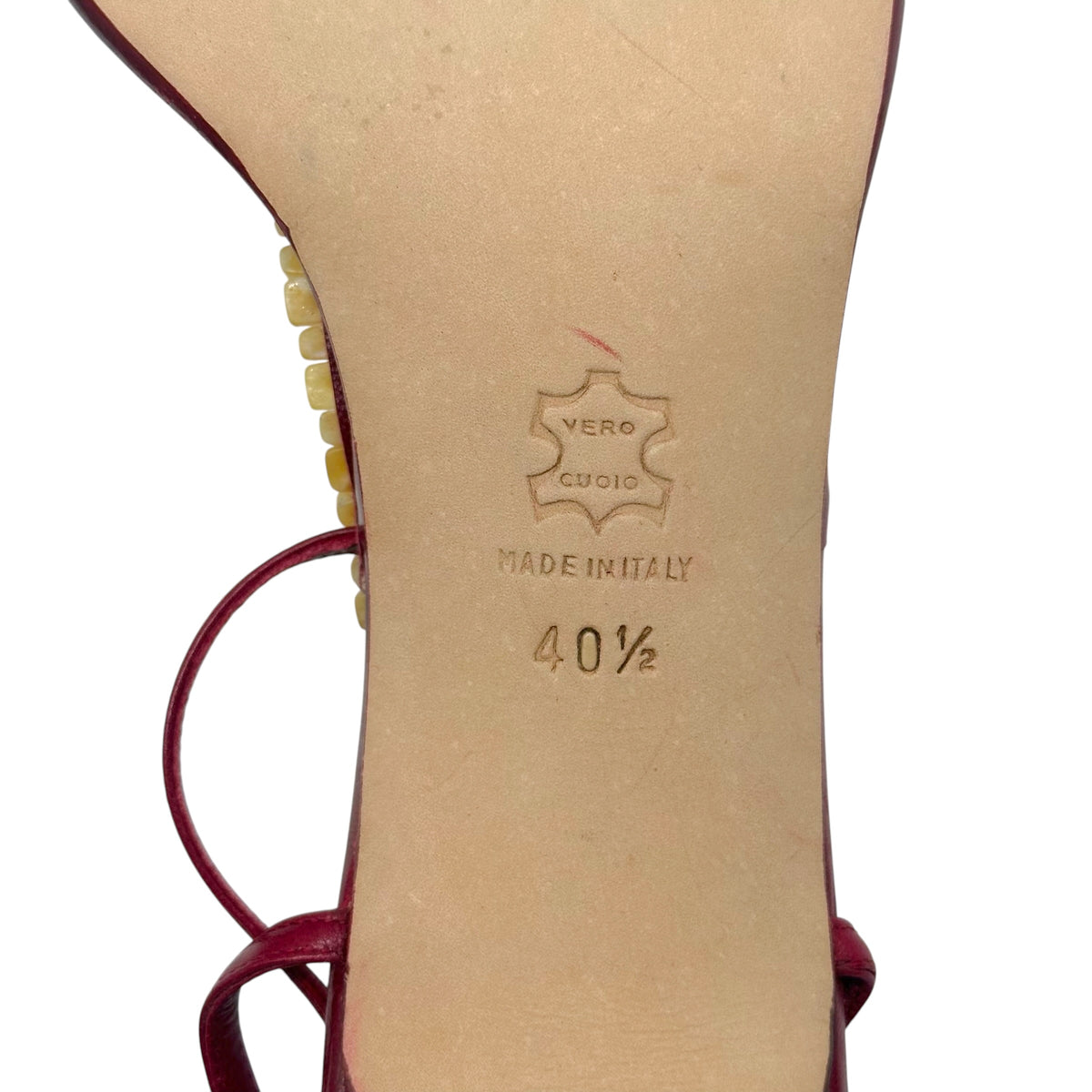 Manolo Blahnik Red Leather Thong Heeled Sandals