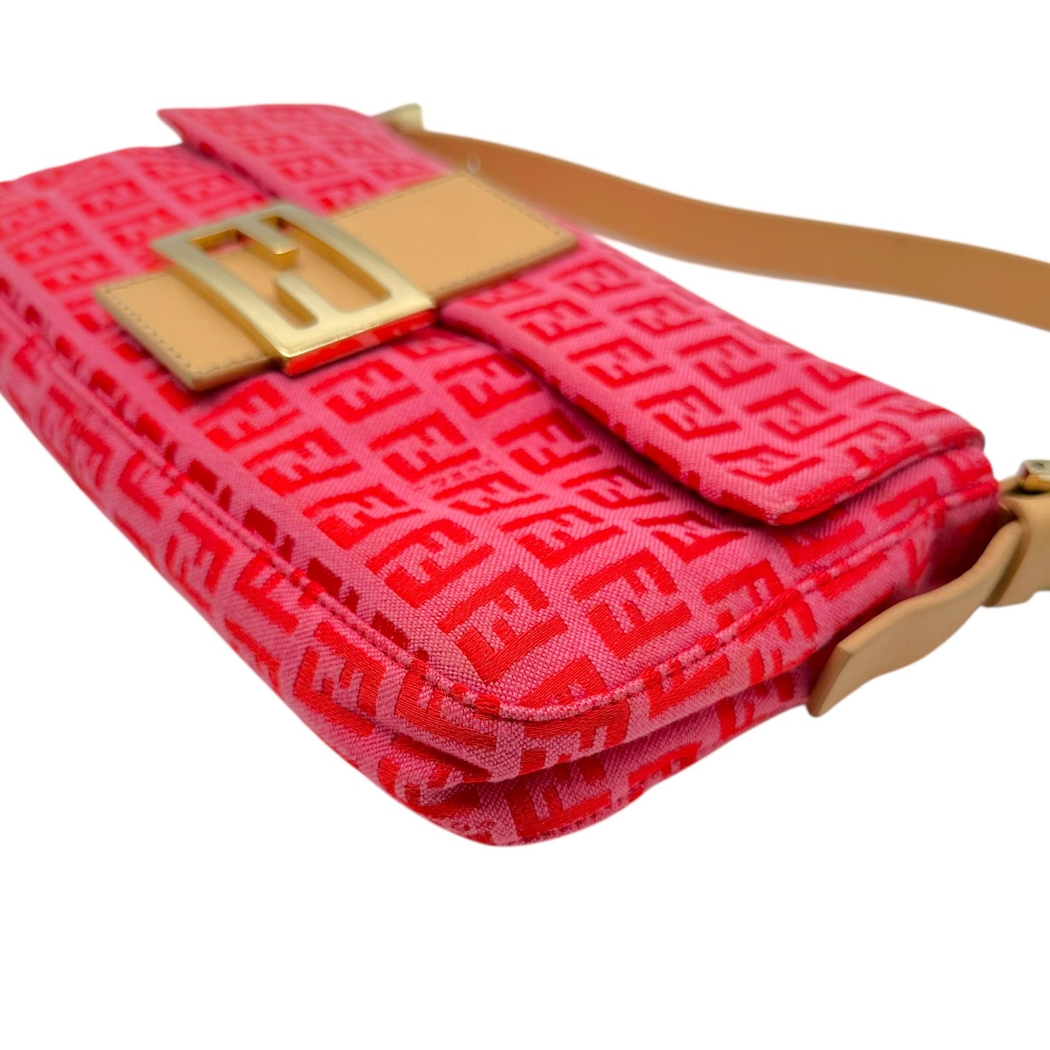 Fendi Baguette Bag Pink Red Zucchino Monogram