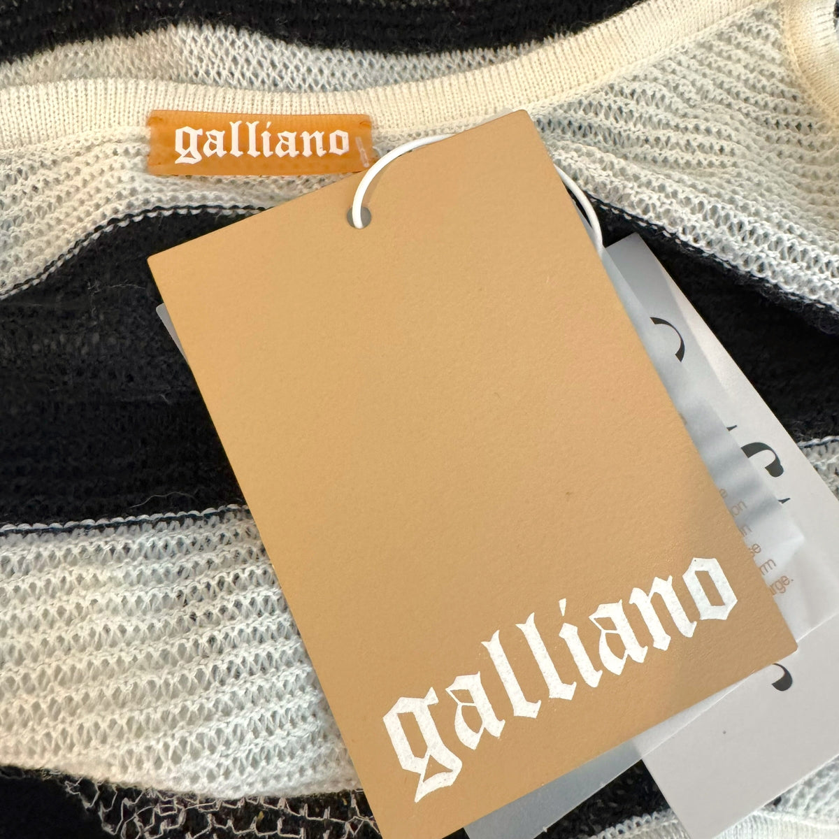 Galliano Striped Knit Cami Black White Sequin Doll Face