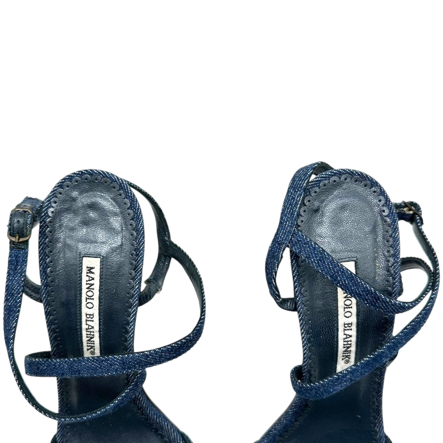 Manolo Blahnik Denim Strappy Sandal Heels