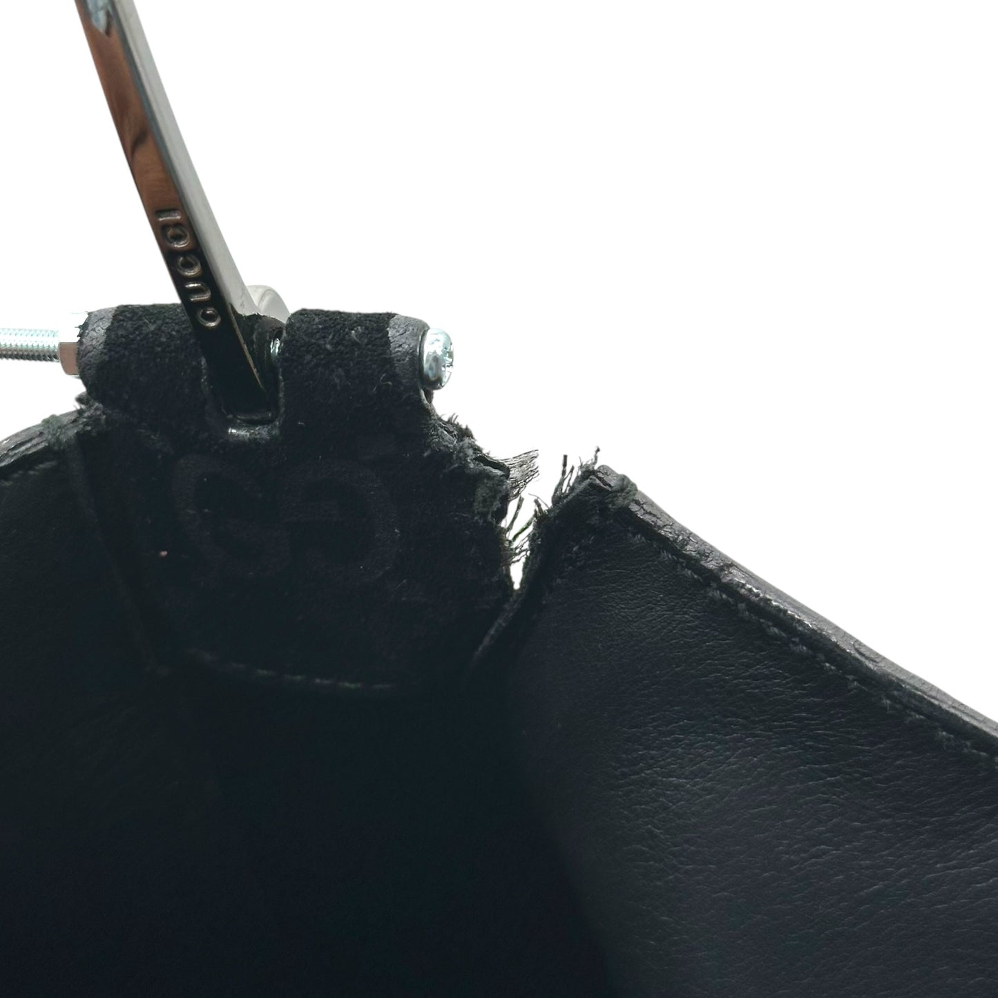 Gucci Black Suede Monogram Metal Horsebit Strap Hobo Bag *AS IS*