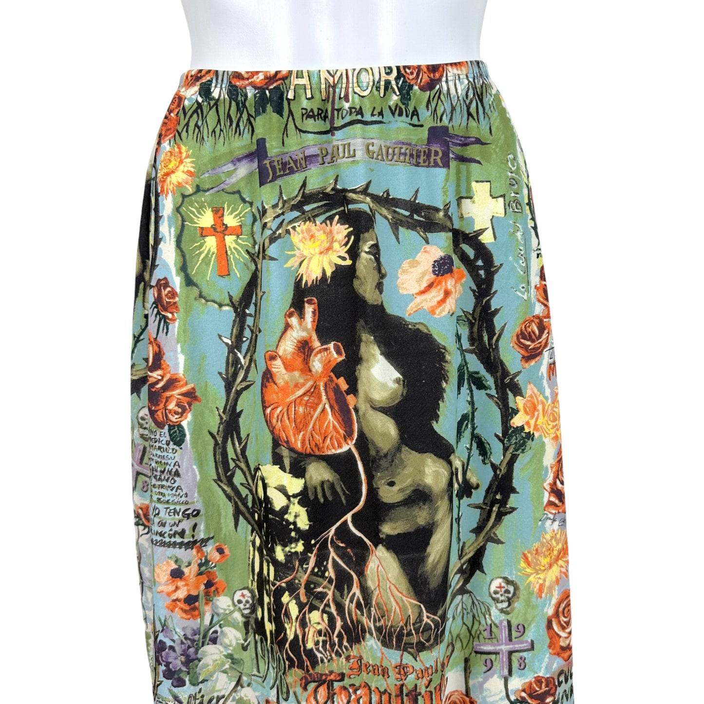 Jean Paul Gaultier Multicolor Tattoo Print Maxi Skirt