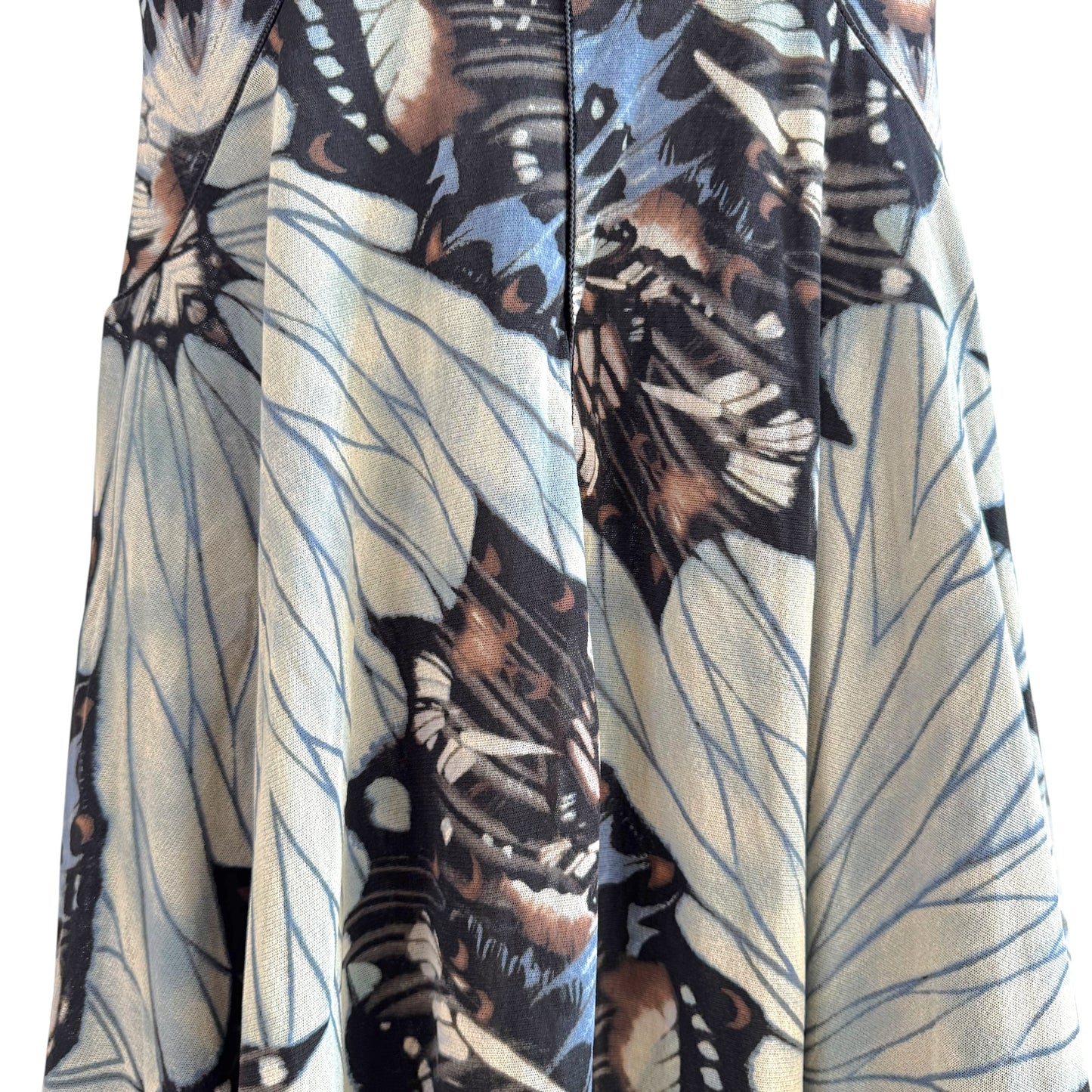 Jean Paul Gaultier Soliel Blue & Black Butterfly Print Mesh Midi Skirt NEW