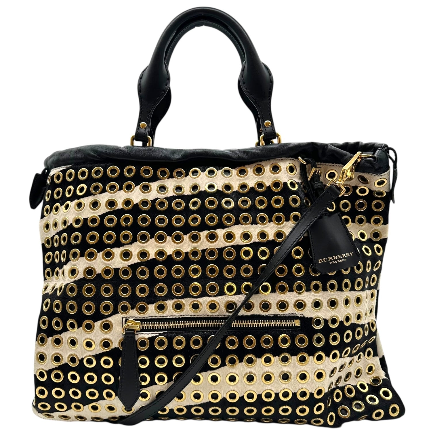 Burberry Gold Studded Zebra Print 2-Way Tote Bag - Outfit Repeater