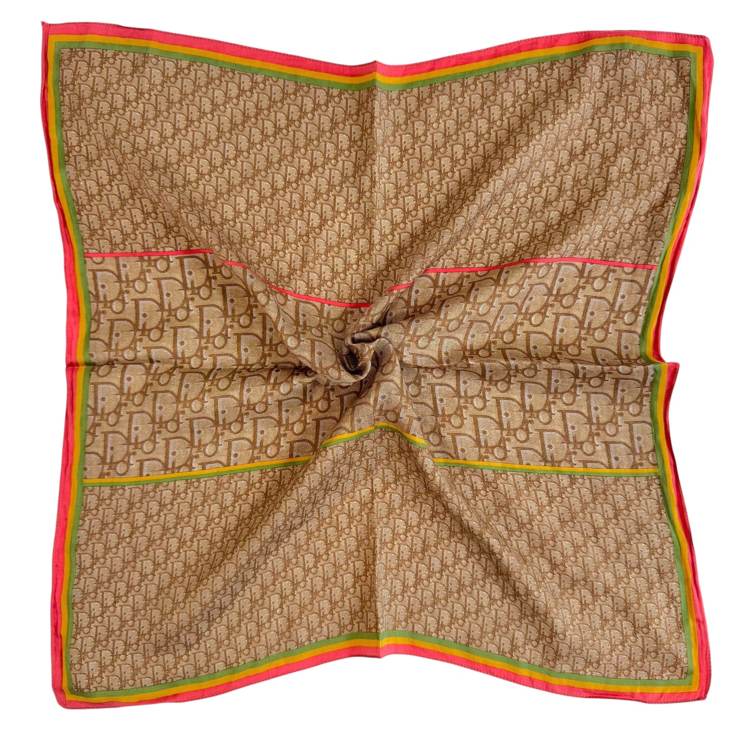 Christian Dior Rasta Tan Monogram Trotter Silk Scarf