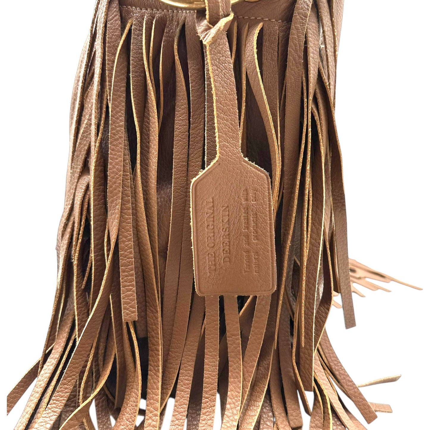 Prada Tan Deerskin Leather Fringe Trim Hobo Bag