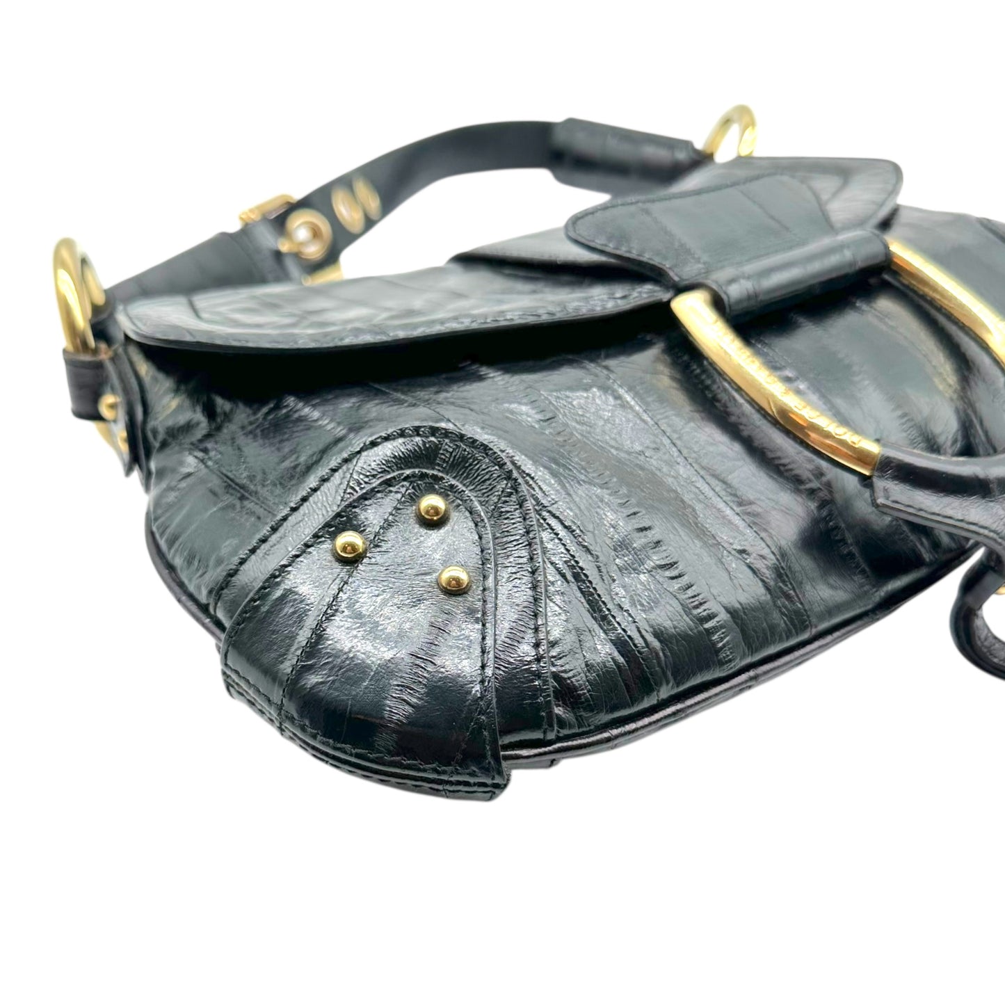 Dolce & Gabbana Black Gold Eel Skin Shoulder Bag