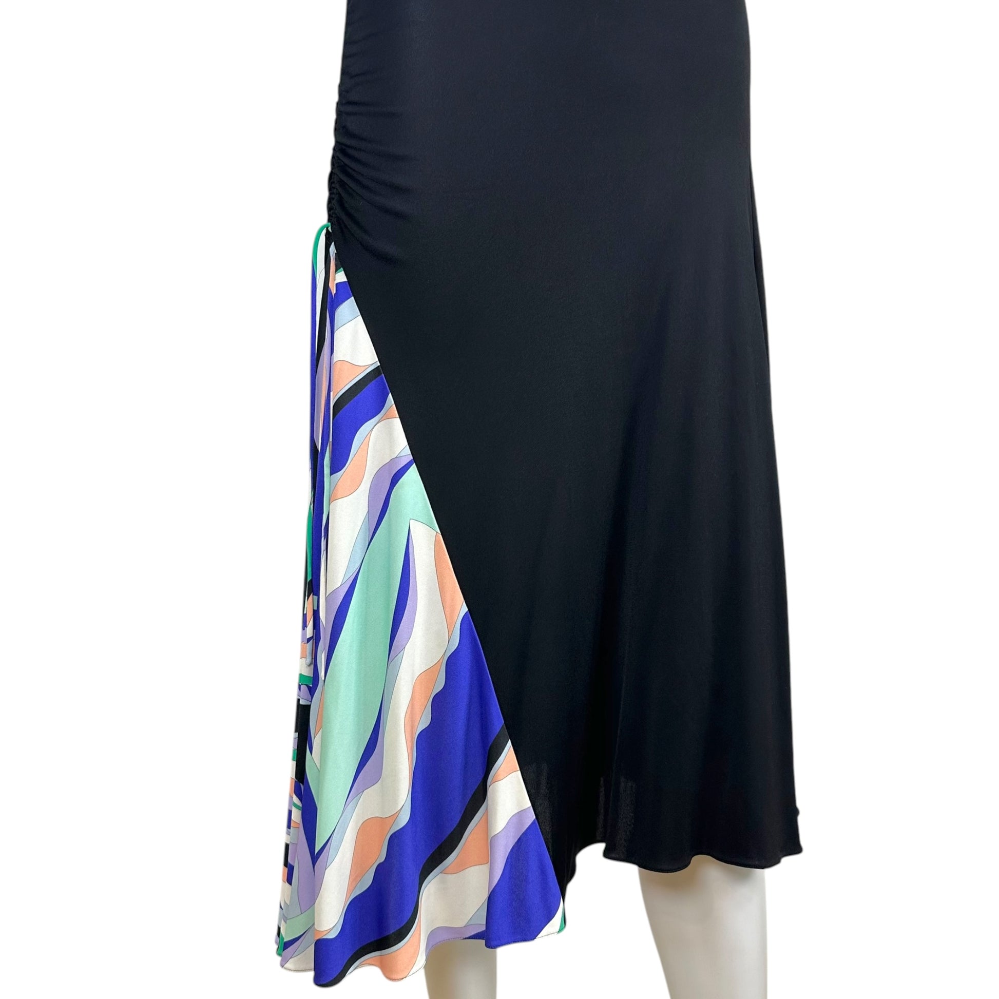 Emilio Pucci Black Multicolor Printed Panel Maxi Skirt