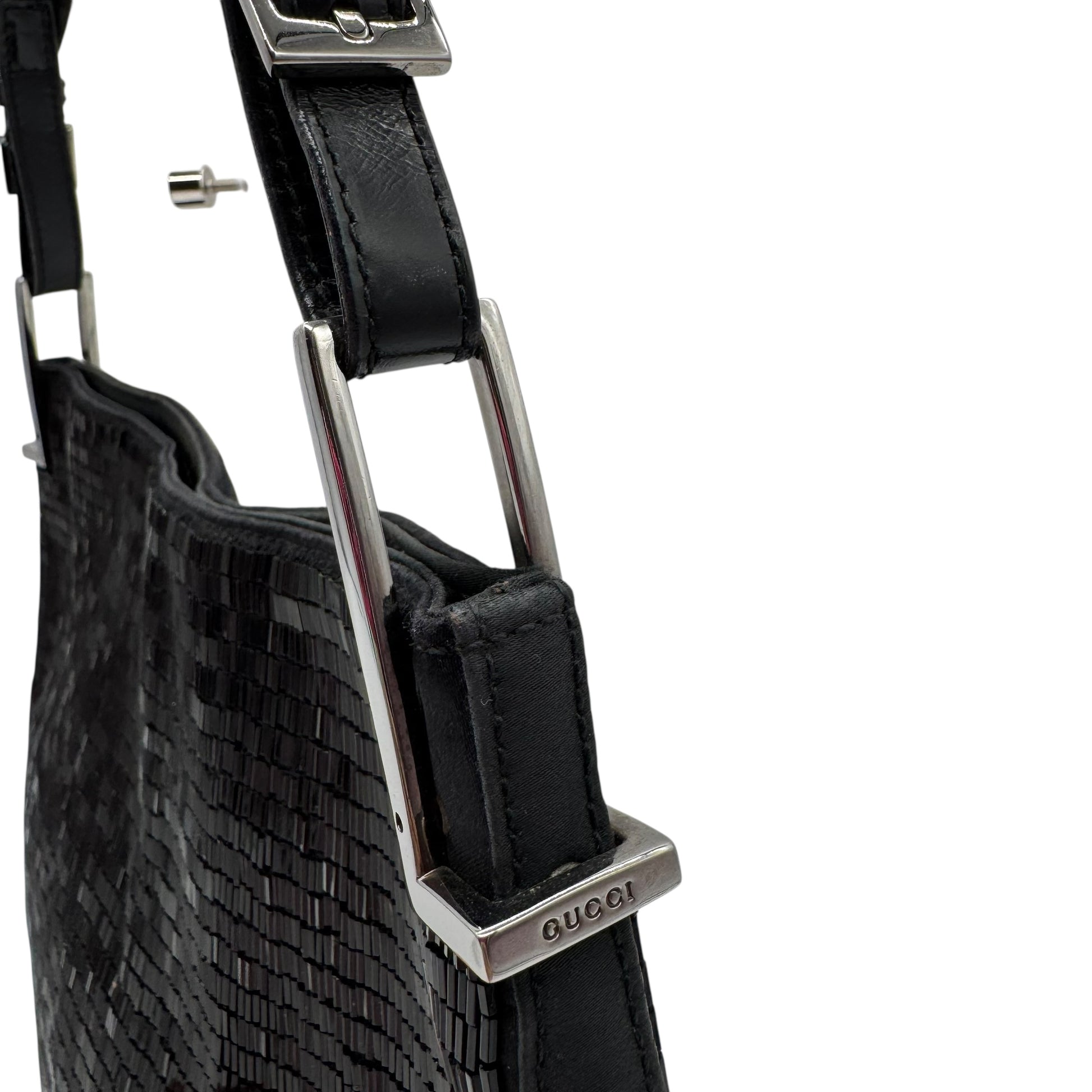 Gucci by Tom Ford 90's Black Glass Beaded Shoulder Bag RARE - Outfit Repeater