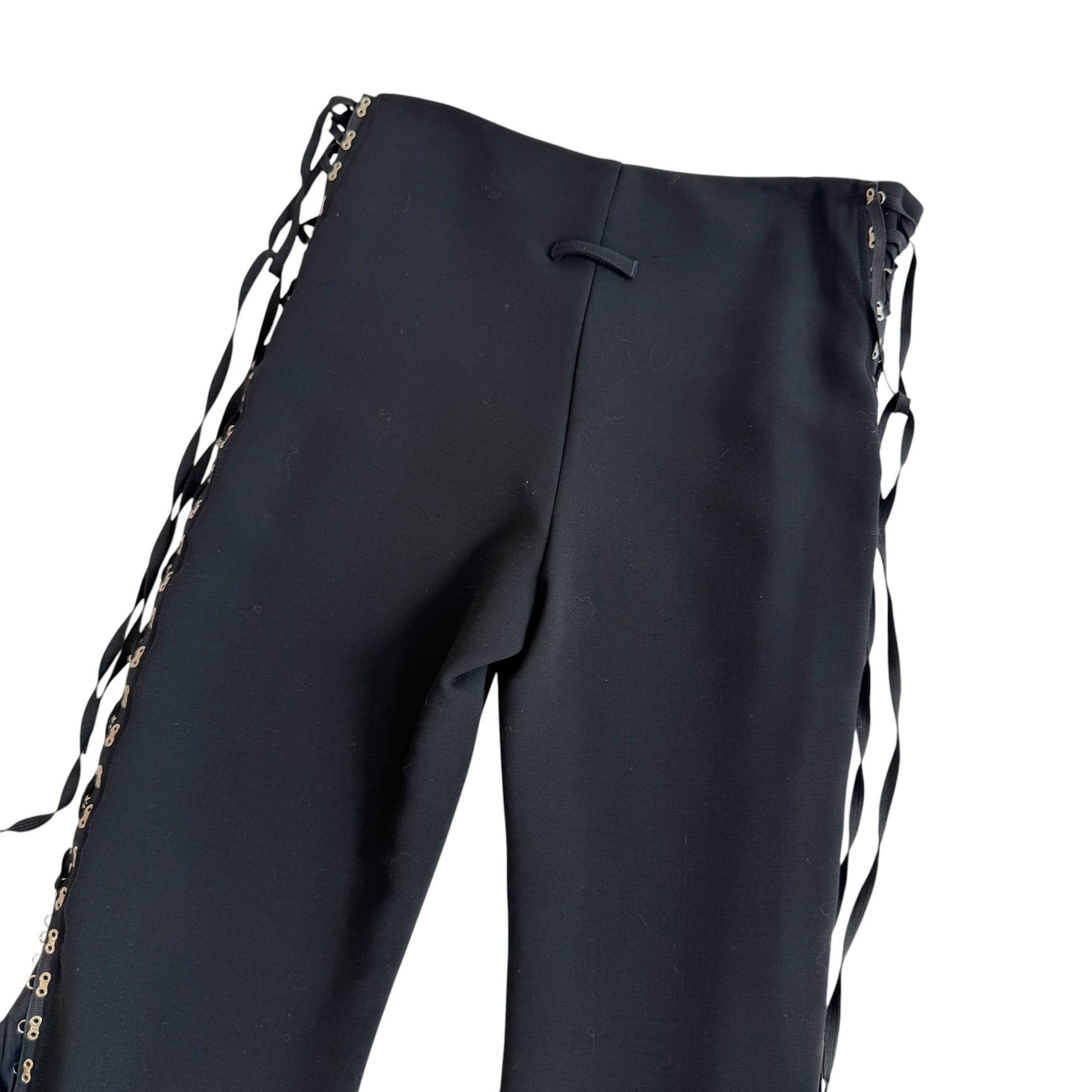 Jean Paul Gaultier Black Flare Pants with Hook & Eye Closure