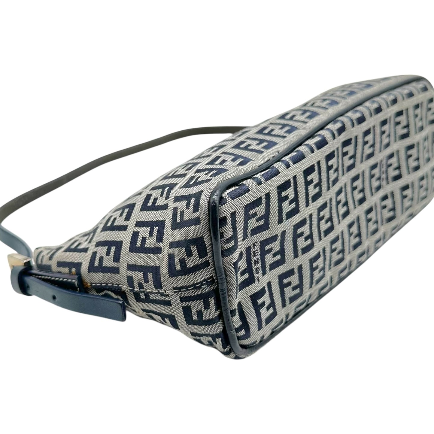 Fendi Navy Blue Zucchino Monogram Boat Pochette Mini Bag