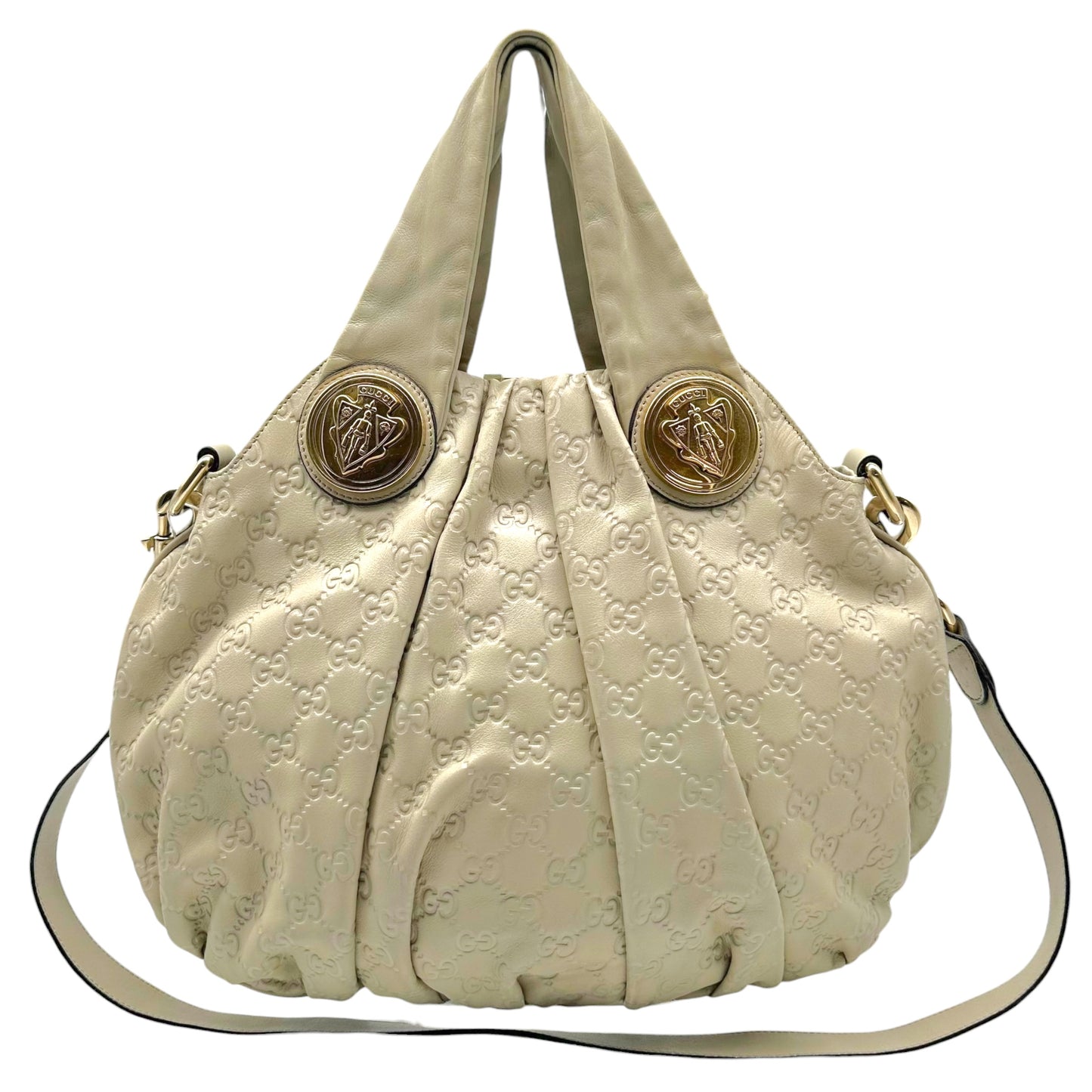 Gucci Ivory Guccissima Embossed Medium Hysteria 2-Way Bag