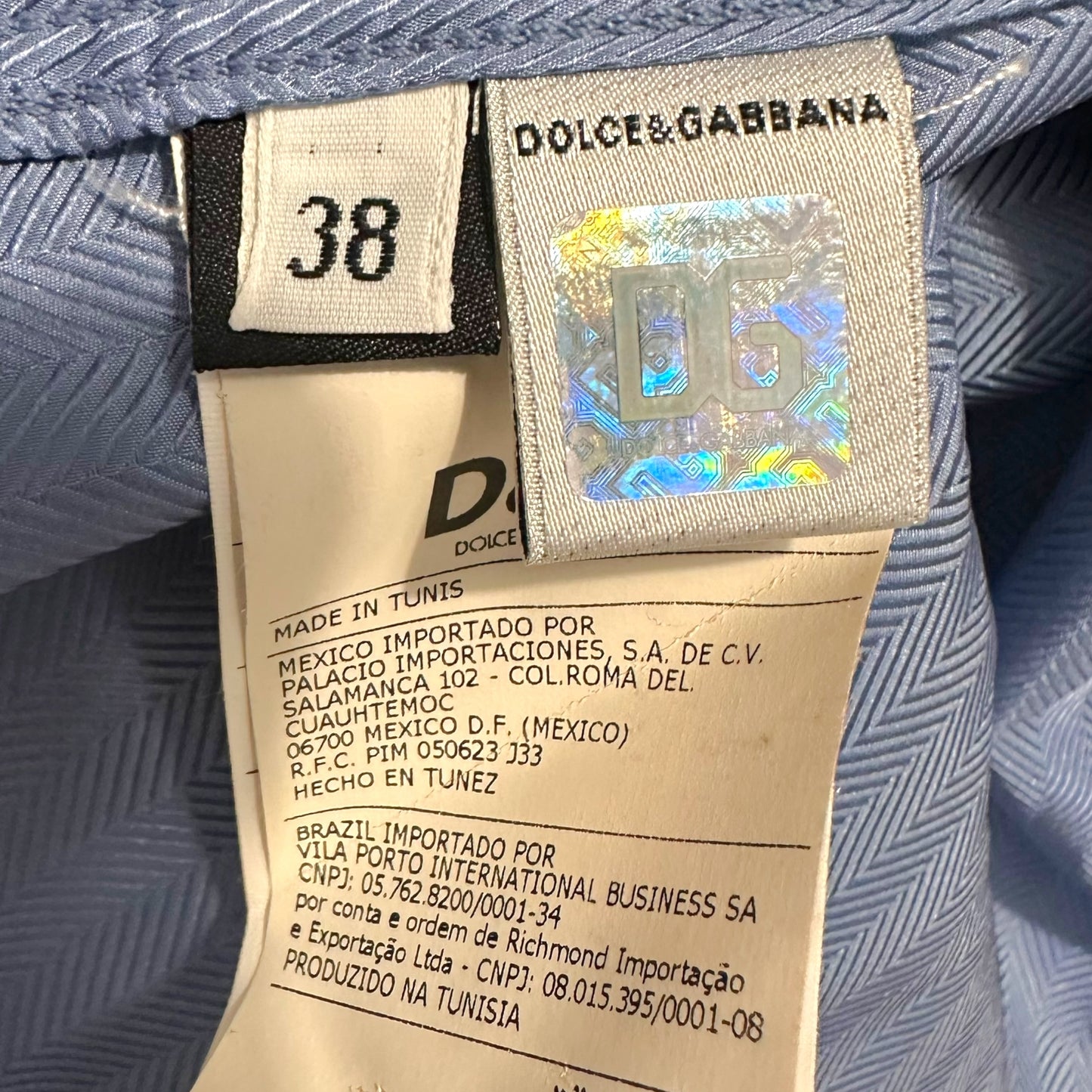 D&G Dolce & Gabbana Blue Pinstriped Tie Blouse