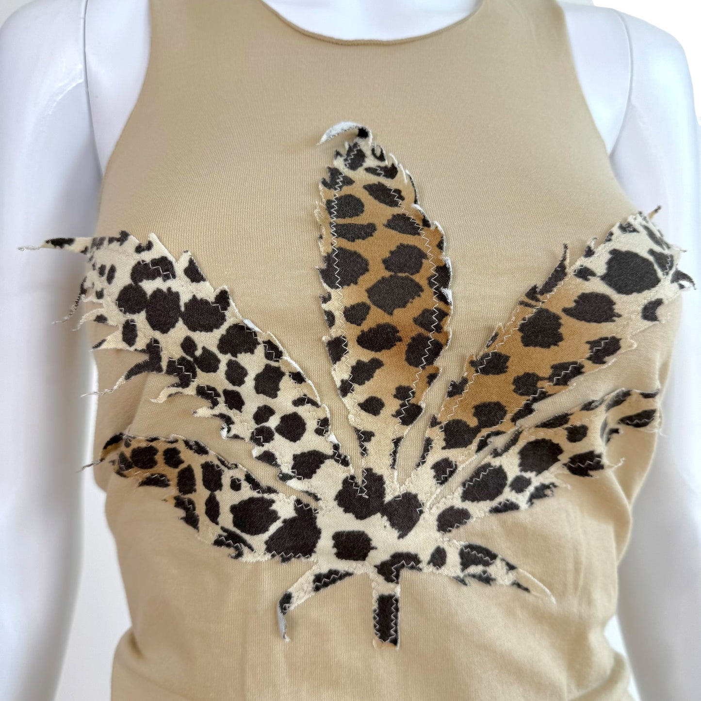 Lucien Pellat-Finet Beige Leopard Marijuana Leaf Tank