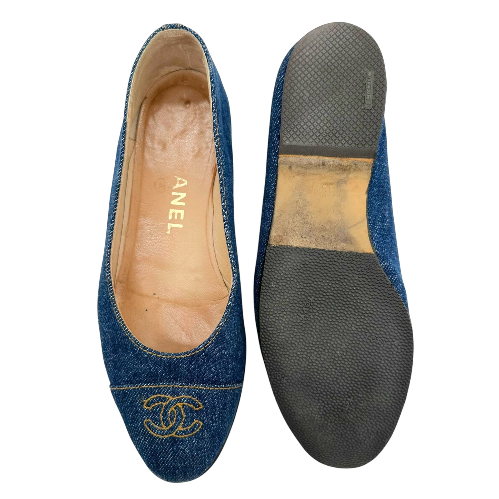 Chanel Denim Logo Flats - Outfit Repeater