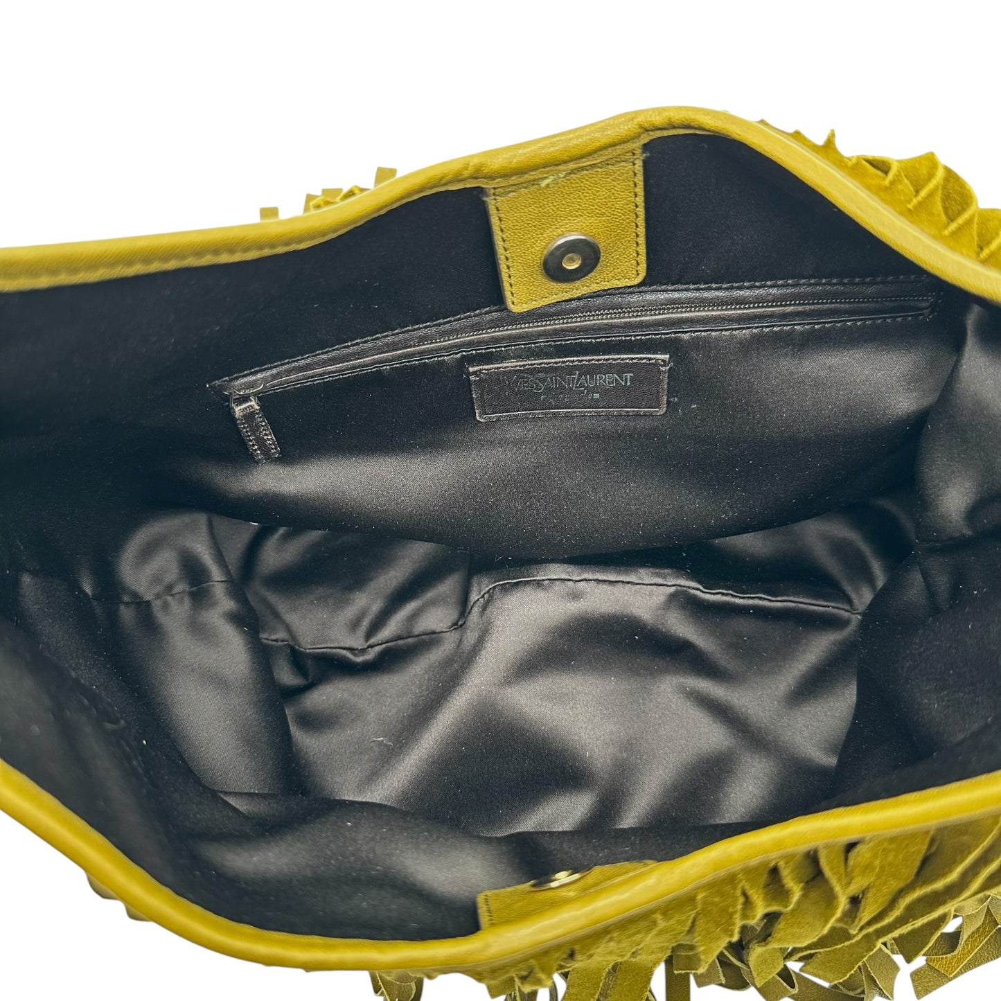 Yves Saint Laurent by Tom Ford Khaki Suede Fringe Shoulder Bag