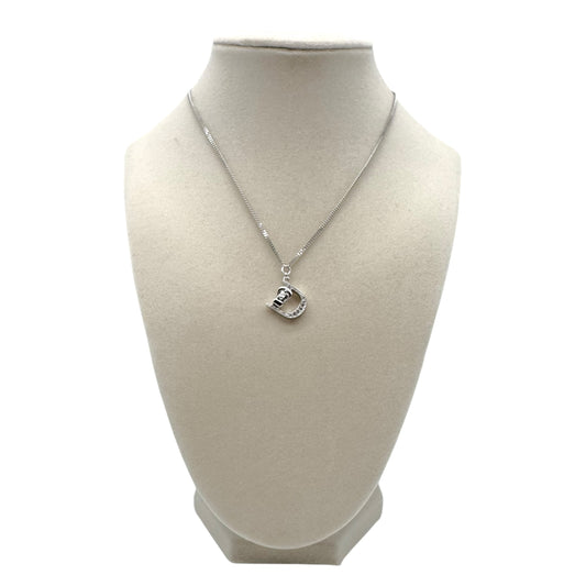 Christian Dior Silver Crystal D Buckle Logo Charm Necklace