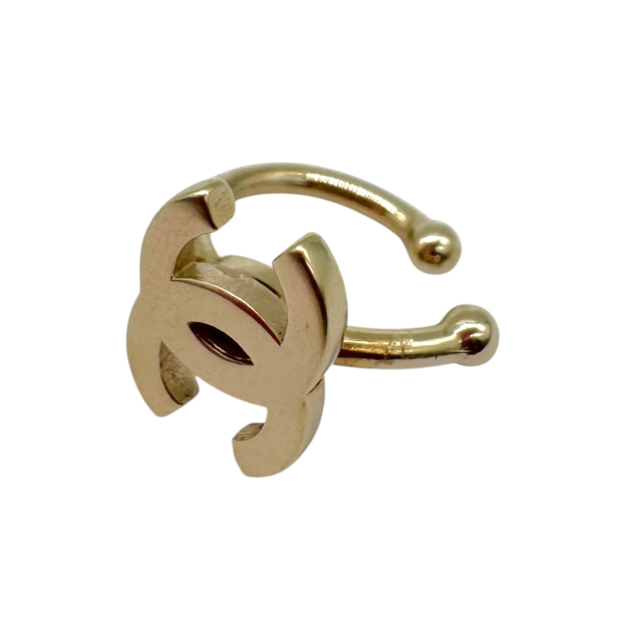 Chanel Gold Crystal Faux Lip Ring Ear Cuff Set