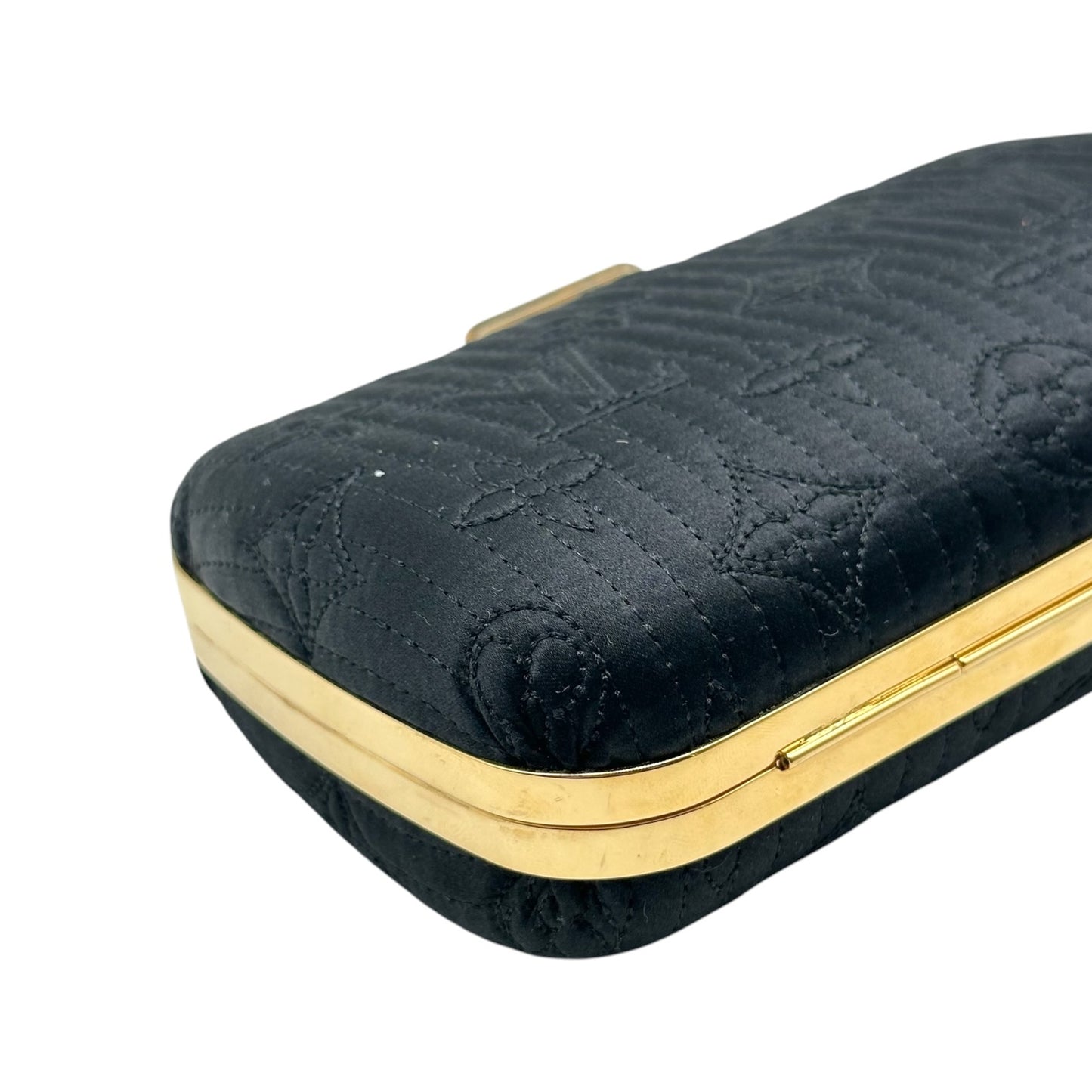 Louis Vuitton Black Gold Monogram Minaudière Clutch Bag