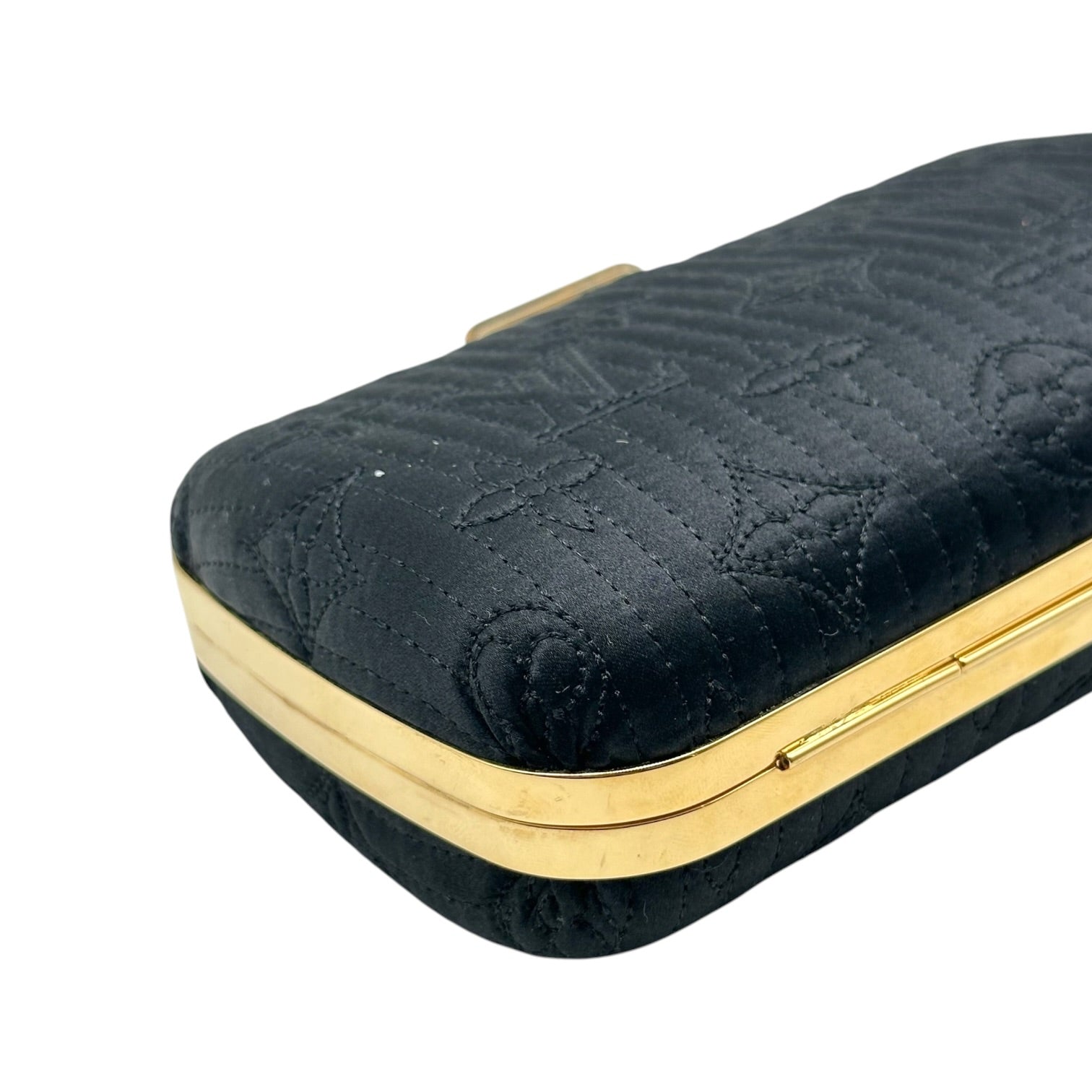 Louis Vuitton Black Gold Monogram Minaudière Clutch Bag