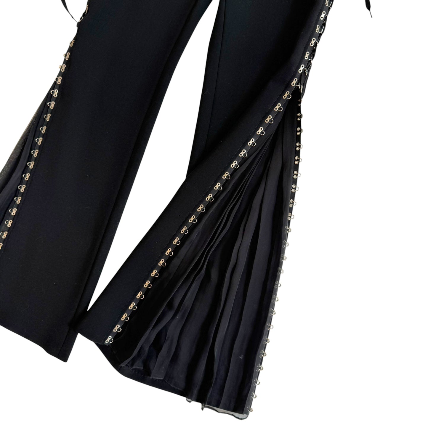 Jean Paul Gaultier Black Flare Pants with Hook & Eye Closure