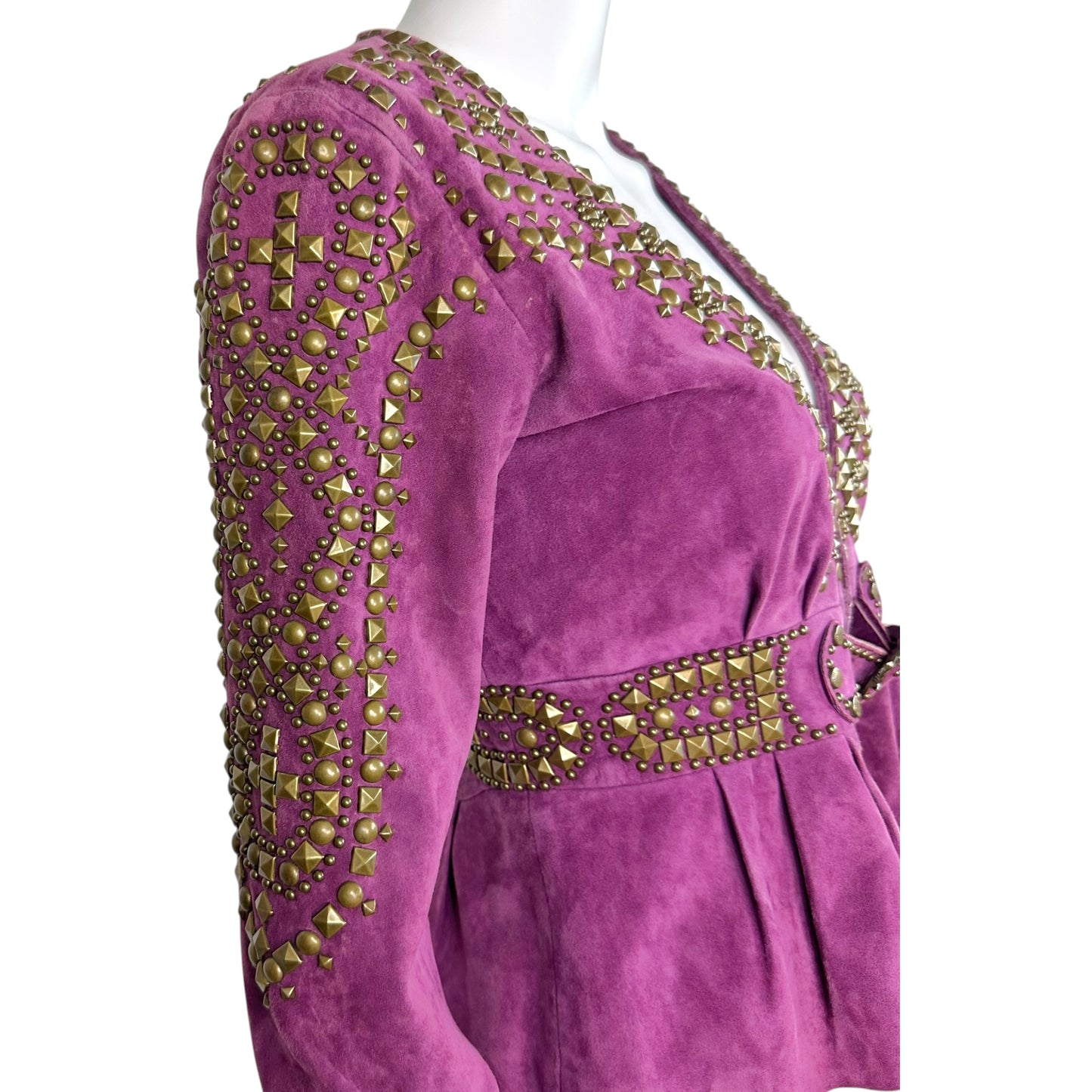 Roberto Cavalli Suede Studded Jacket Purple Gold M
