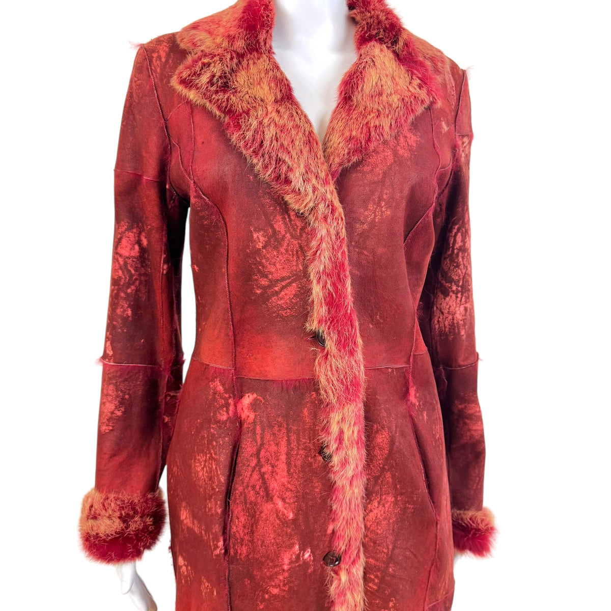 Amava Arzuaga Red Mid-Length Rabbit Fur Coat