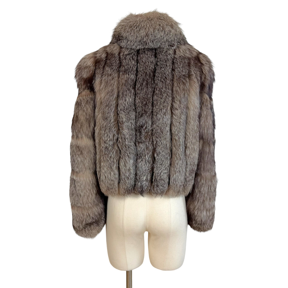 Sabel Fur Cropped Silver Fox Fur Coat