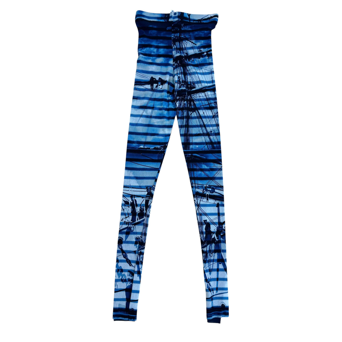 Jean Paul Gaultier Blue Striped Mesh Leggings