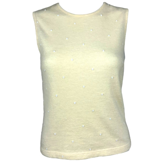D&G Dolce & Gabbana Butter Yellow Sequin Embellished Cashmere Tank Top