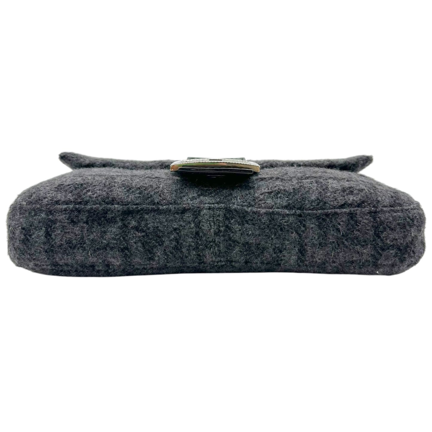 Fendi Baguette Bag Black Gray Zucca Cashmere Knit