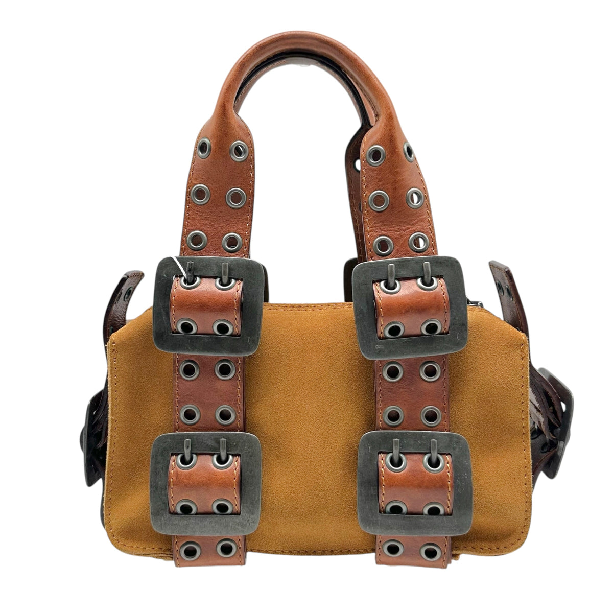 Dsquared2 Brown Suede & Leather Belt Buckle Mini Bag