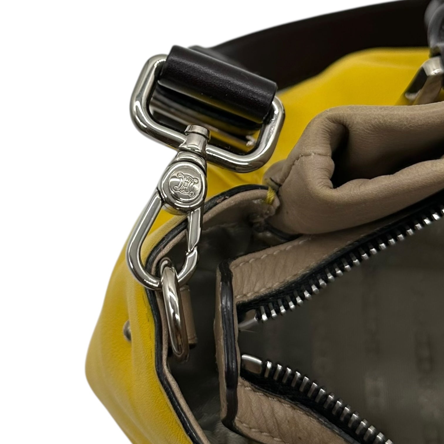 Celine Yellow Leather 2-Way Bag with Silver Hardware