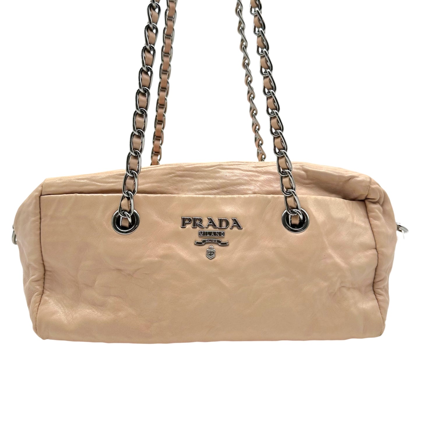 Prada Light Pink Leather East-West Shoulder Bag